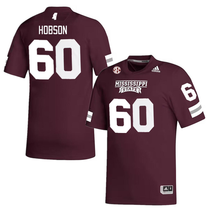 Men #60 Jayden Hobson Mississippi State Bulldogs College Football Jerseys Stitched Sale-Maroon